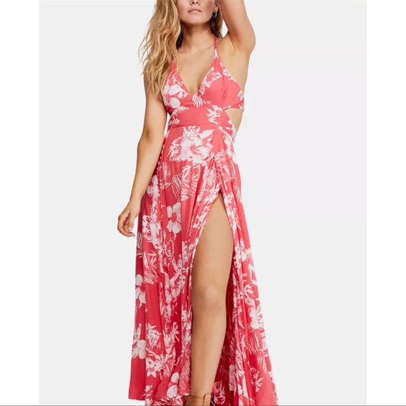 Free People Dresses & Skirts - Free People Lille Maxi Dress Raspberry Pink Red Floral Size Small